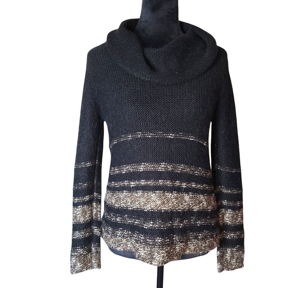 Loft Cowl Neck Alpaca Wool Blend Knit Sweater Womens M Neutral Cozy Minimalist